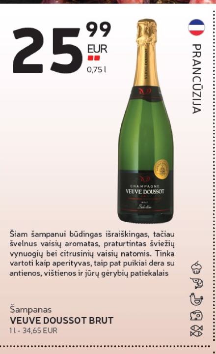 Šampanas VEUVE DOUSSOT BRUT, 0.75 l