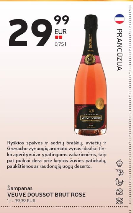 Šampanas VEUVE DOUSSOT BRUT ROSE, 0.75 l