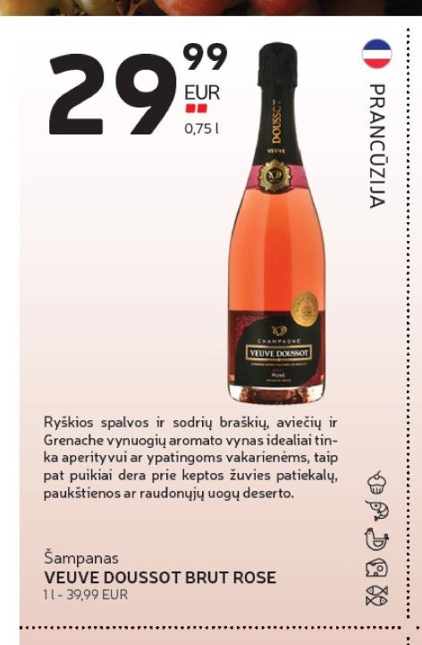 Šampanas VEUVE DOUSSOT BRUT ROSE, 1 l