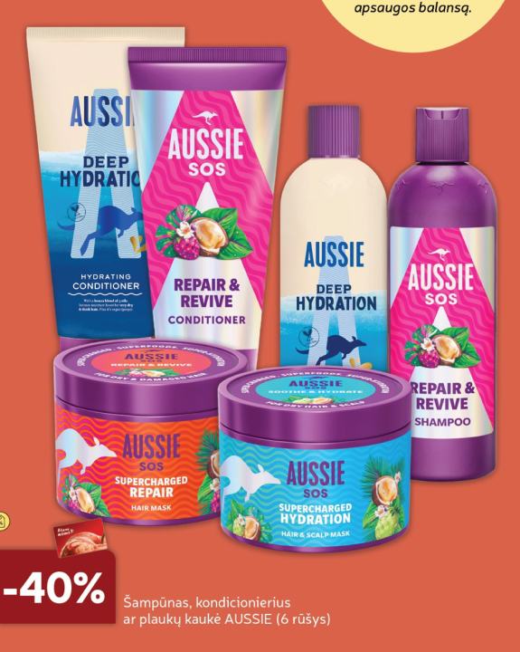 Šampūnas, kondicionierius ar plaukų kaukė AUSSIE