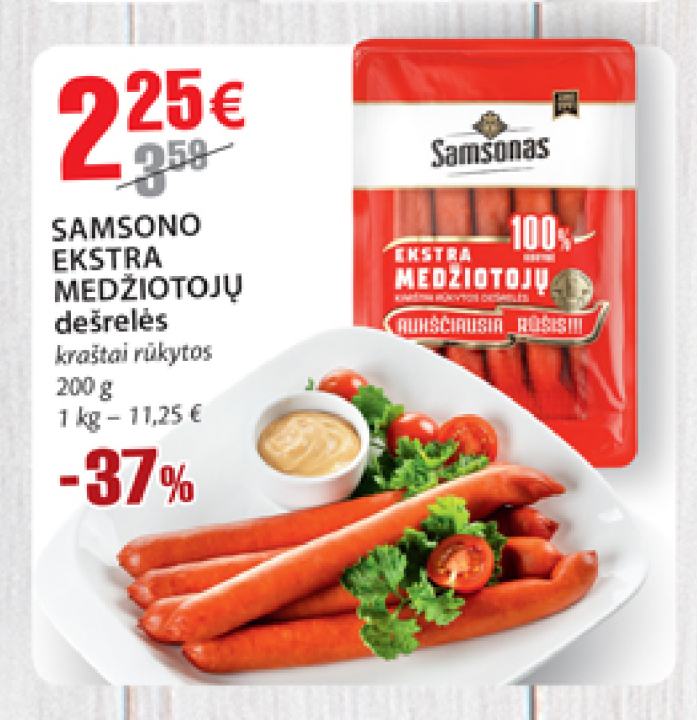 SAMSONO EKSTRA MEDŽIOTOJŲ dešrelės, 200 g
