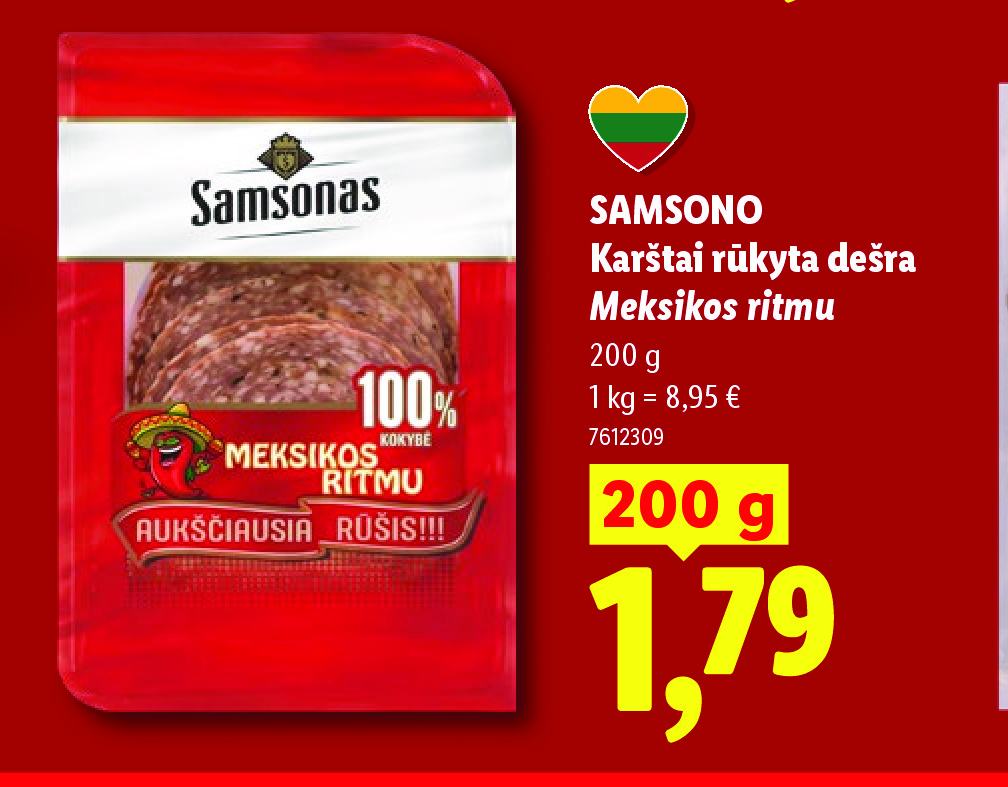 SAMSONO Karštai rūkyta dešra Meksikos ritmu, 200 g