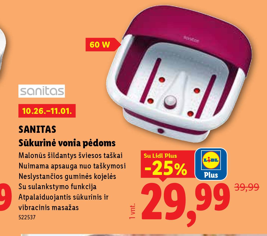 SANITAS Sūkurinė vonia pėdoms