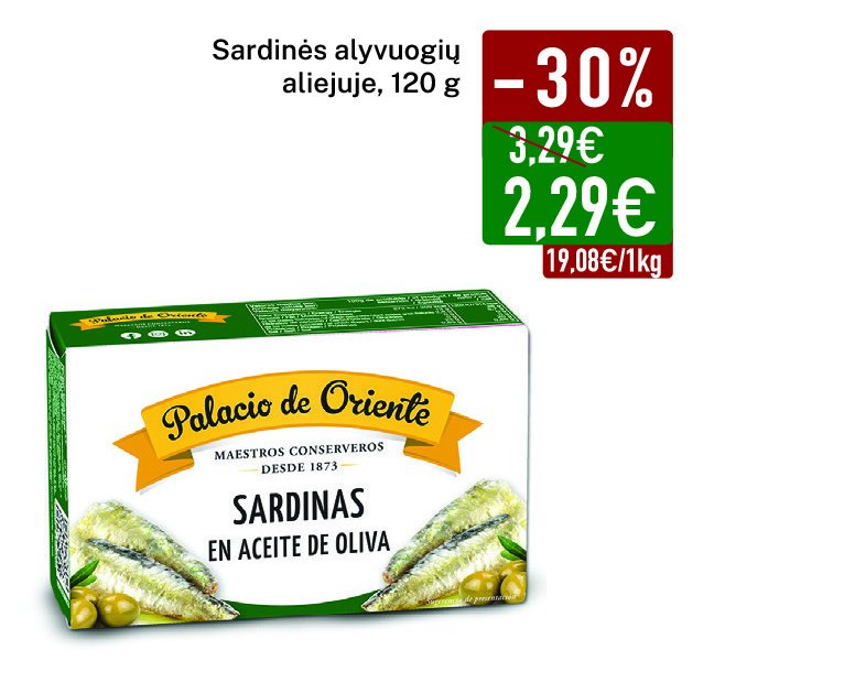 Sardinės alyvuogių aliejuje, 120 g