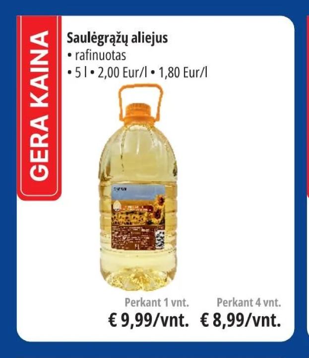 Saulėgrąžų aliejus, 5 l