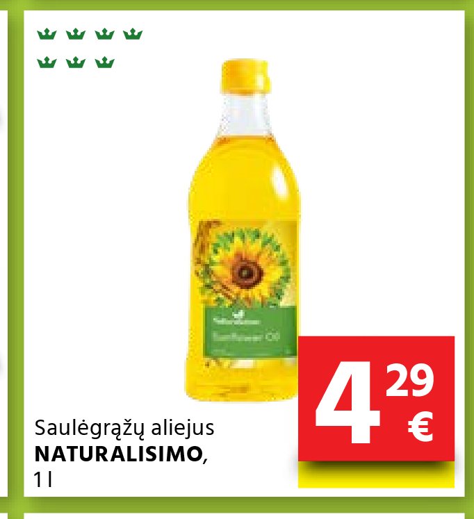 Saulėgrąžų aliejus NATURALISIMO, 1 l