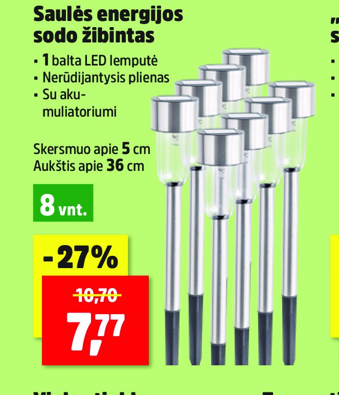 Saulės energijos sodo žibintas, 5 cm