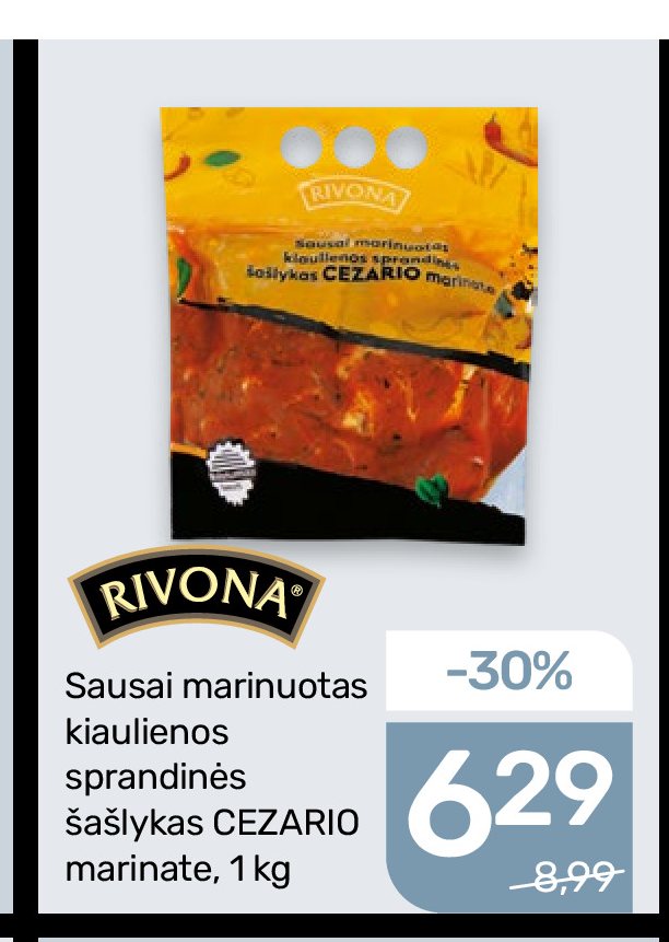 Sausai marinuotas kiaulienos sprandinės šašlykas CEZARIO marinate, 1 kg