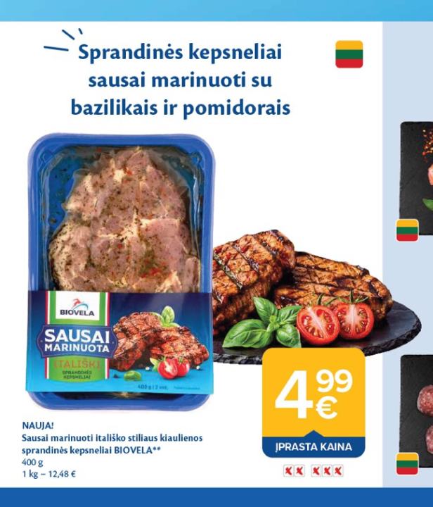 Sausai marinuoti itališko stiliaus kiaulienos sprandinės kepsneliai BIOVELA, 400 g