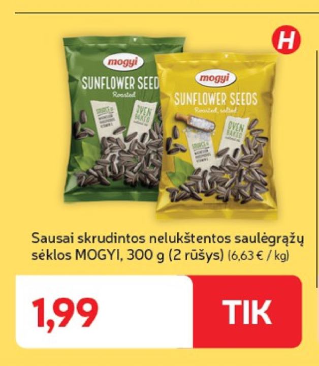 Sausai skrudintos nelukštentos saulėgrąžų sėklos MOGYI, 300 g