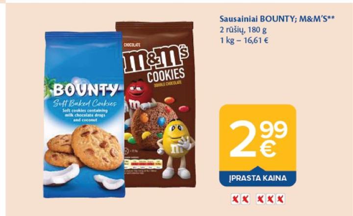 Sausainiai BOUNTY; M&M'S, 180 g
