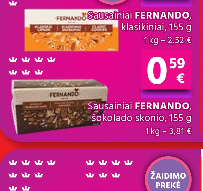 Sausainiai FERNANDO, šokolado skonio, 155 g