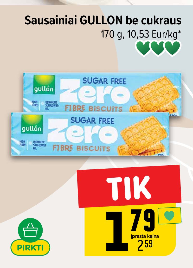 Sausainiai GULLON be cukraus, 170 g