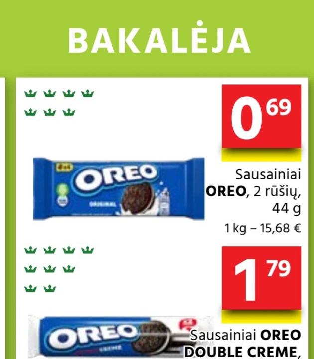 Sausainiai OREO, 2 rūšių, 44 g