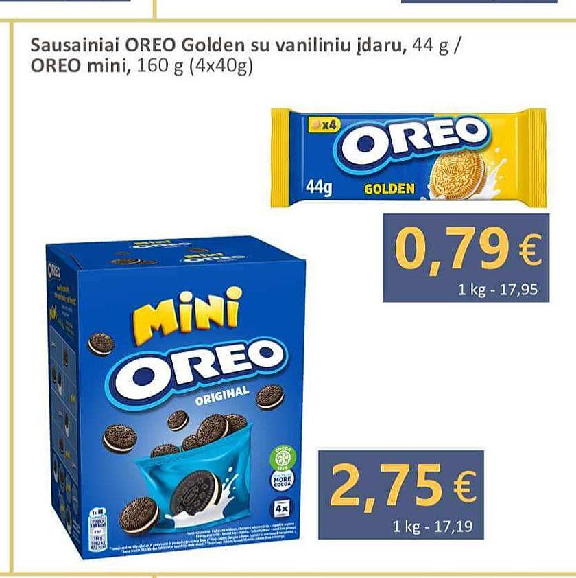 Sausainiai OREO Golden su vaniliniu įdaru, 44 g