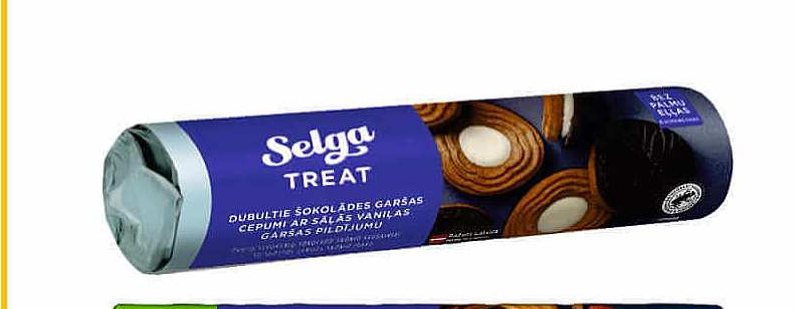 Sausainiai SELGA dvigubi kakaviniai su sūdytos vanilės skoniu, 205 g