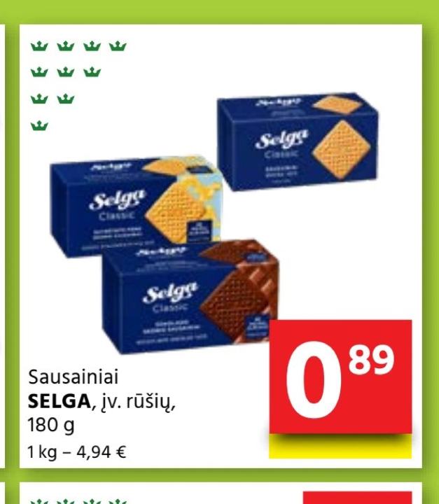 Sausainiai SELGA, jv. rūšių, 180 g