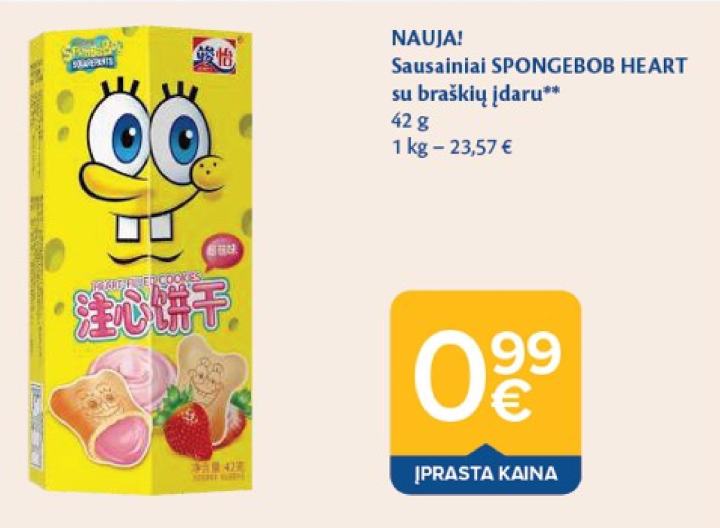 Sausainiai SPONGEBOB HEART, 42 g