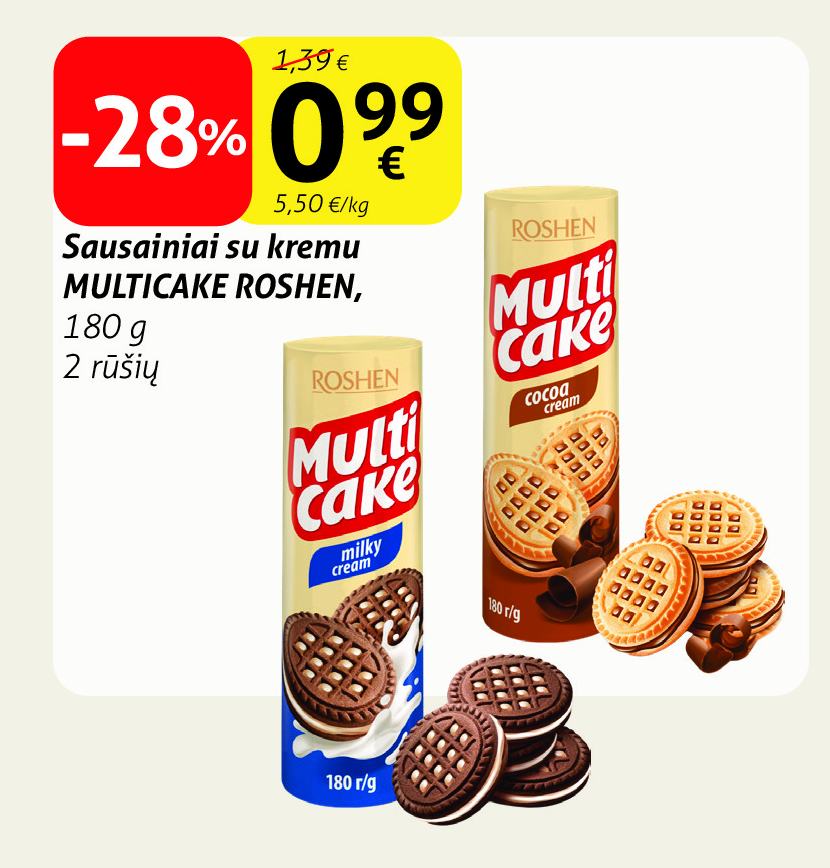 Sausainiai su kremu MULTICAKE ROSHEN, 180 g