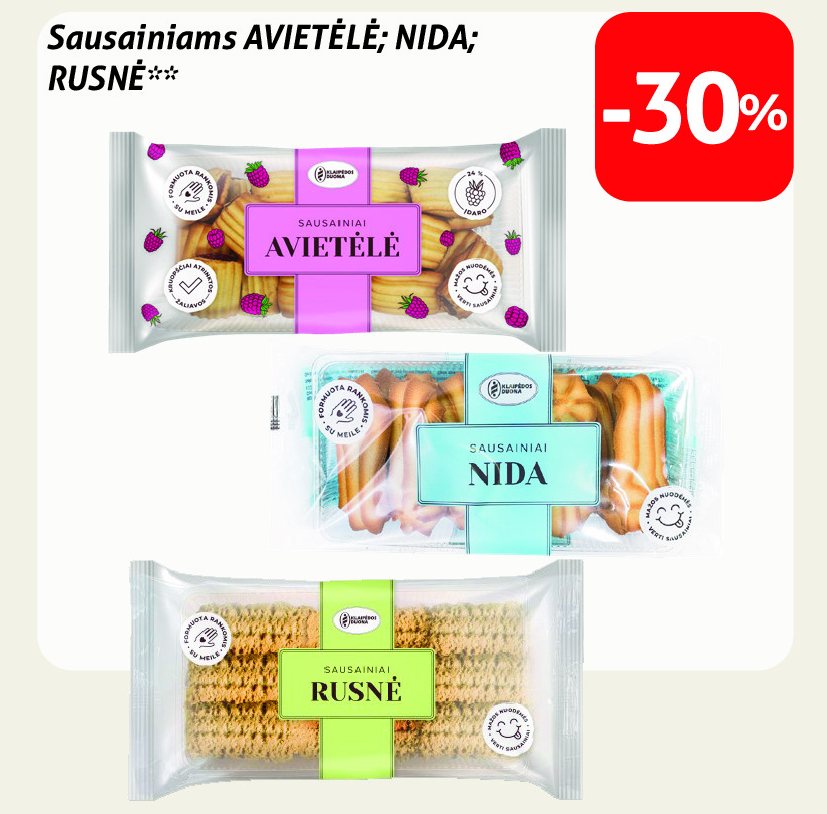 Sausainiams AVIETĖLĖ; NIDA; RUSNĖ