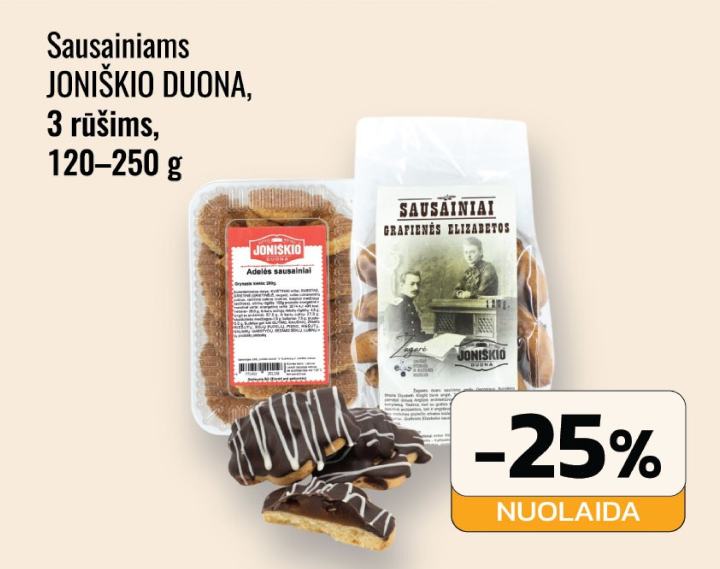 Sausainiams JONIŠKIO DUONA, 250 g