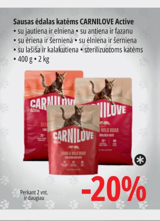 Sausas ėdalas katėms CARNILOVE Active, 400 g