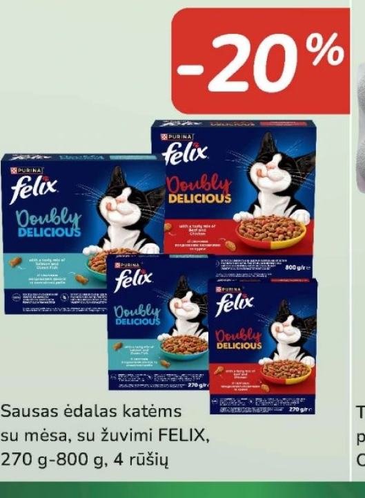 Sausas ėdalas katėms su mėsa, su žuvimi FELIX, 270 g-800 g