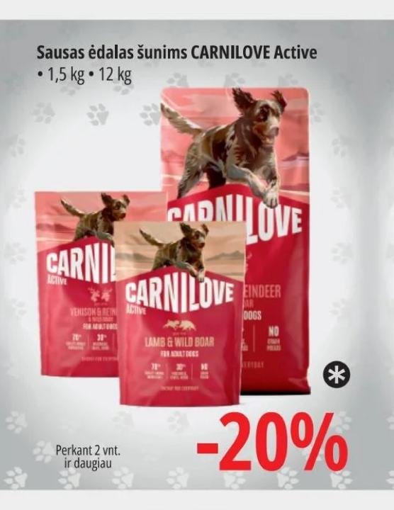 Sausas ėdalas šunims CARNILOVE Active, 1.5 kg