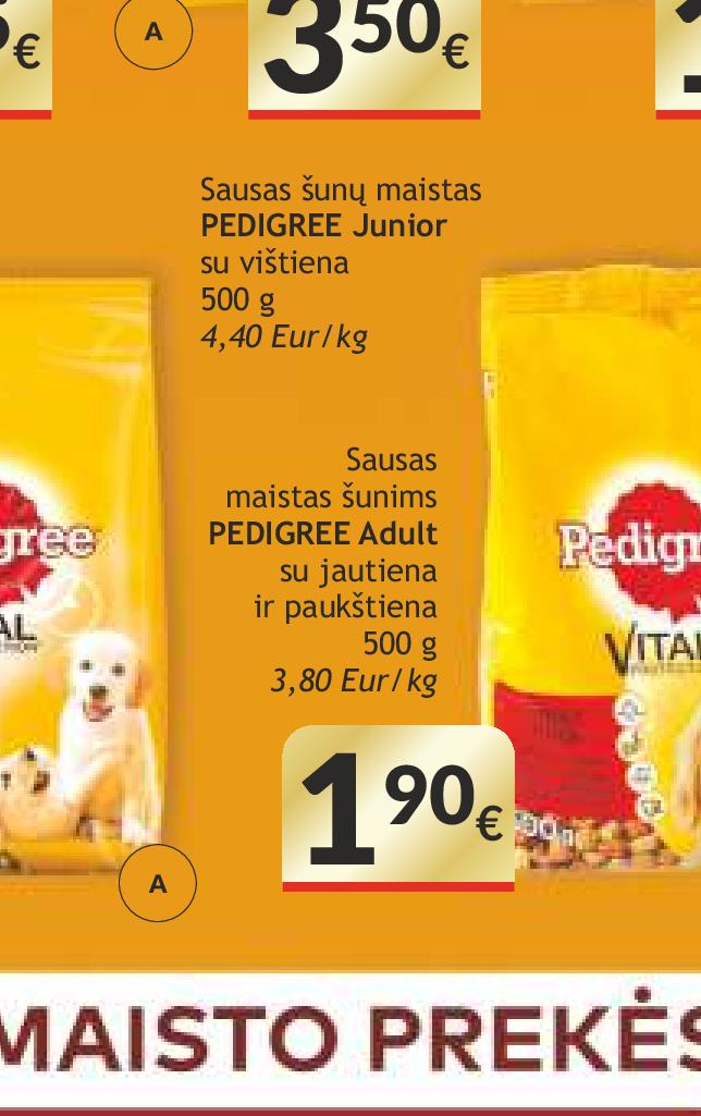 Sausas maistas šunims PEDIGREE Adult su jautiena ir paukštiena, 500 g