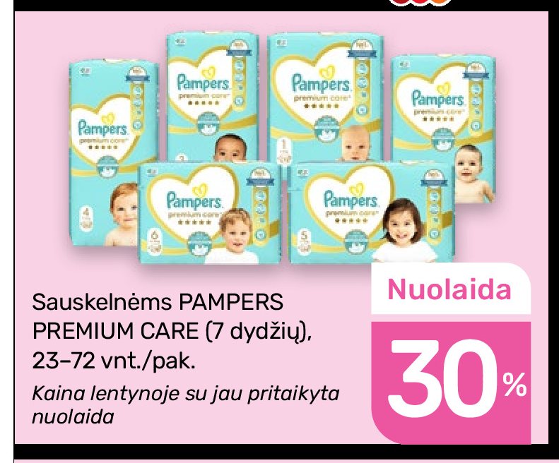 Sauskelnėms PAMPERS PREMIUM CARE, 72 vnt