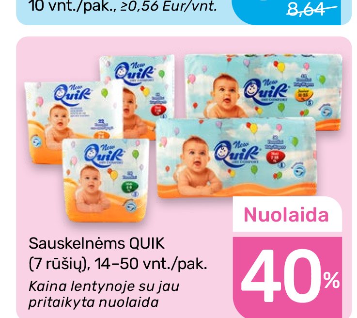 Sauskelnėms QUIK, 50 vnt