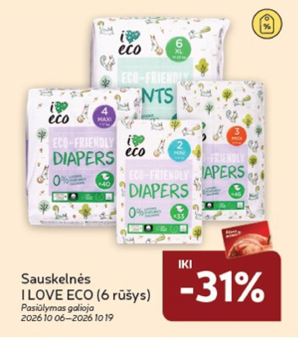 Sauskelnės I LOVE ECO