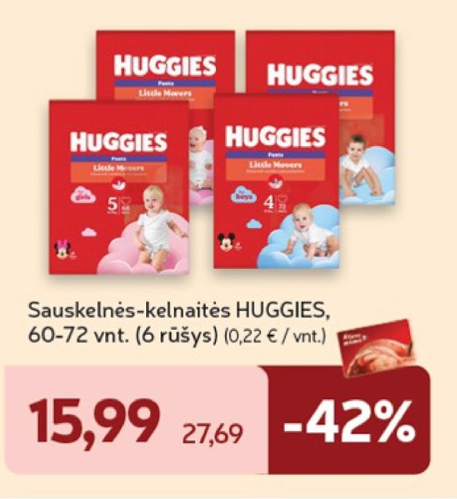 Sauskelnės-kelnaitės HUGGIES, 72 vnt