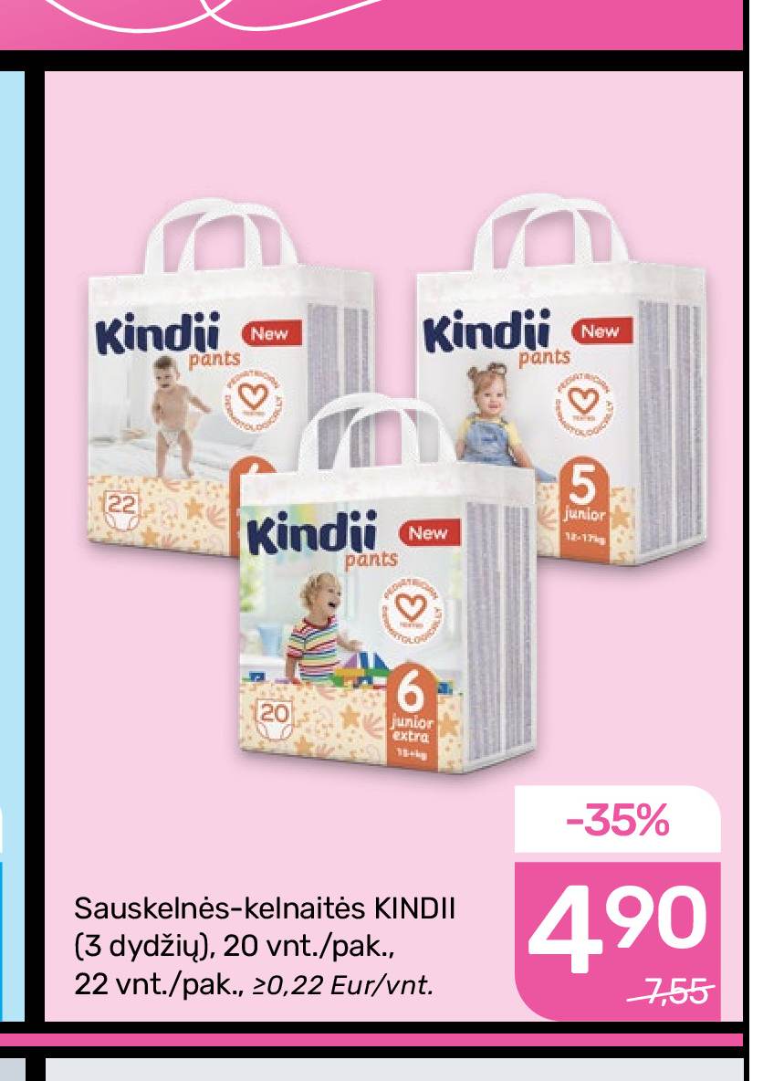 Sauskelnės-kelnaitės KINDII, 20 vnt