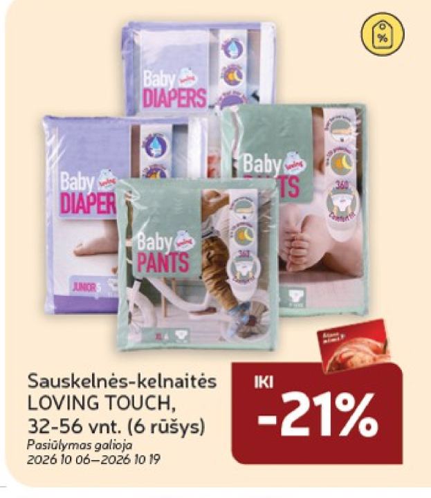 Sauskelnės-kelnaitės LOVING TOUCH, 56 vnt