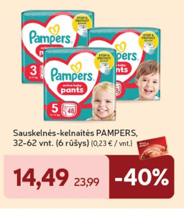 Sauskelnės-kelnaitės PAMPERS, 62 vnt