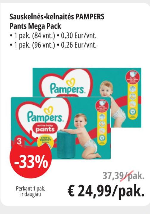 Sauskelnės-kelnaitės PAMPERS Pants Mega Pack, 1 pak.