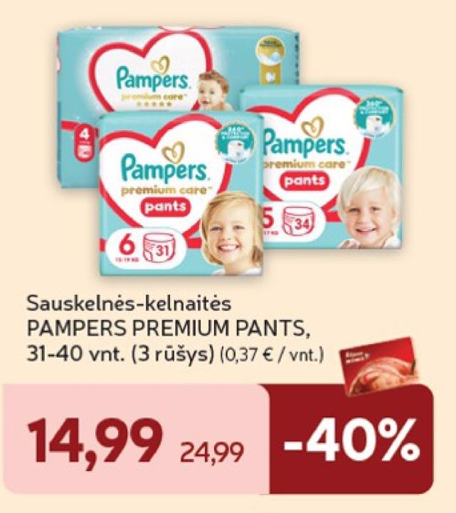 Sauskelnės-kelnaitės PAMPERS PREMIUM PANTS, 40 vnt