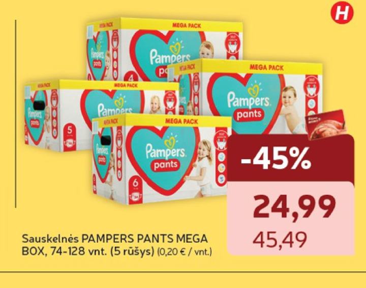 Sauskelnės PAMPERS PANTS MEGA BOX, 128 vnt