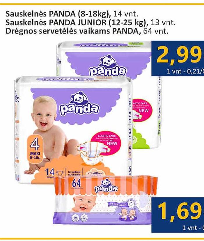 Sauskelnės PANDA (8-), 18 kg