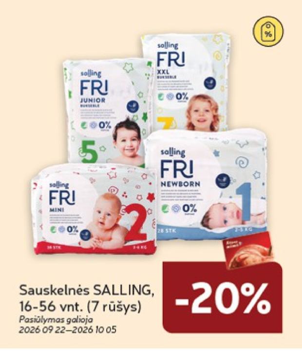 Sauskelnės SALLING, 56 vnt