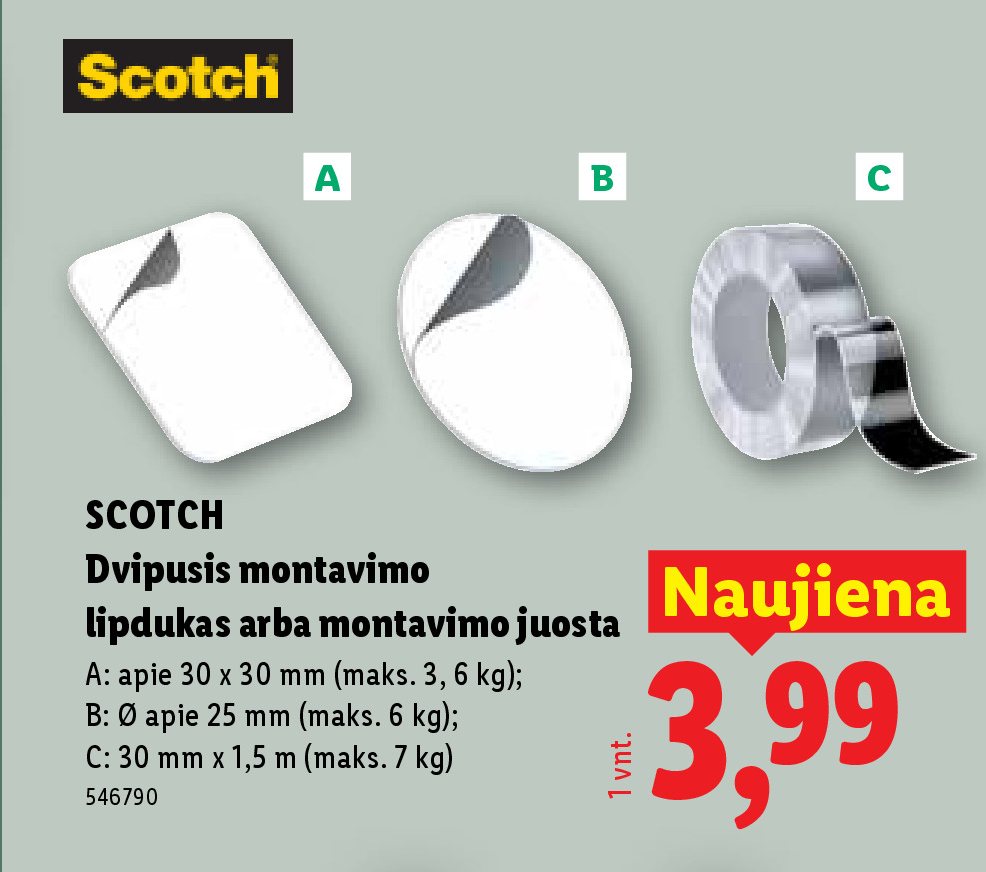 SCOTCH Dvipusis montavimo lipdukas arba montavimo juosta