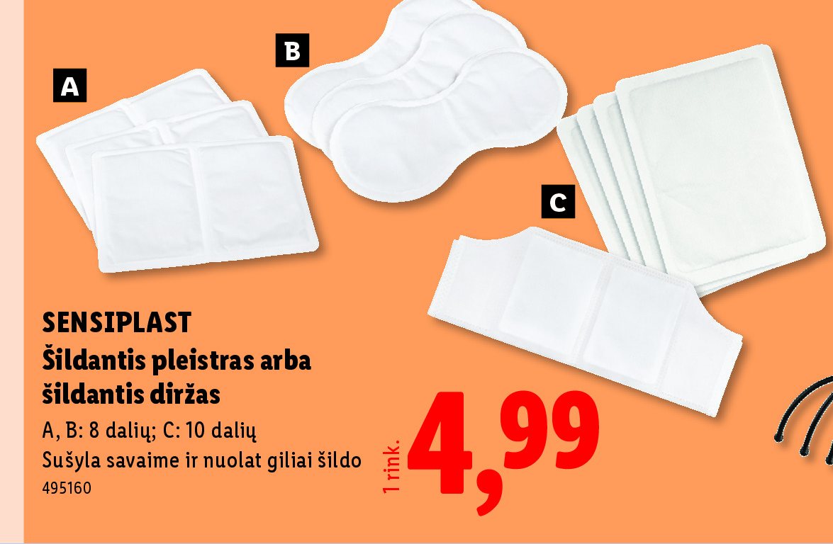 SENSIPLAST Šildantis pleistras arba šildantis diržas