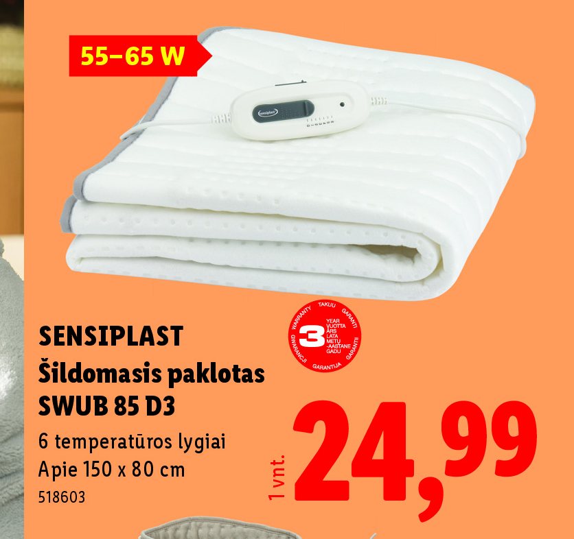 SENSIPLAST Šildomasis paklotas SWUB 85 D3, 150 x 80 cm
