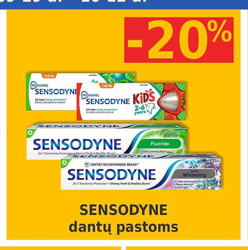 SENSODYNE dantų pastoms