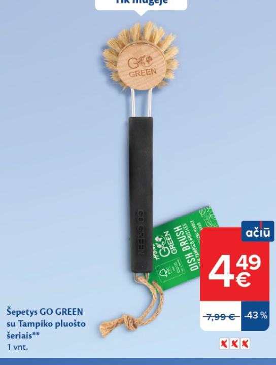 Šepetys GO GREEN su Tampiko pluošto šeriais, 1 vnt