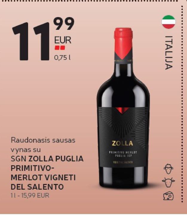 SGN ZOLLA PUGLIA PRIMITIVO-MERLOT VIGNETI DEL SALENTO, 0.75 l