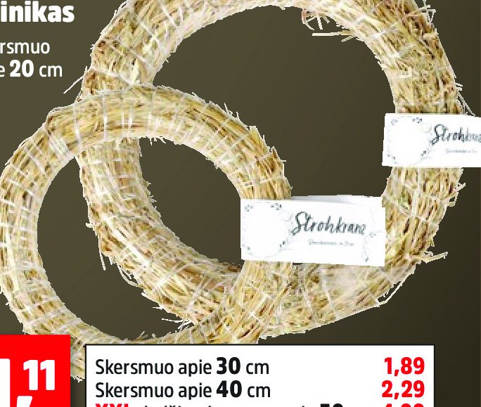 Šiaudinis vainikas, 20 cm
