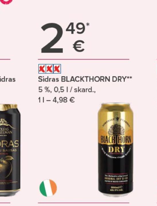 Sidras BLACKTHORN DRY, 0.5 l