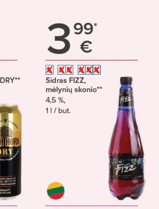 Sidras FIZZ, mėlynų skonio, 1 l
